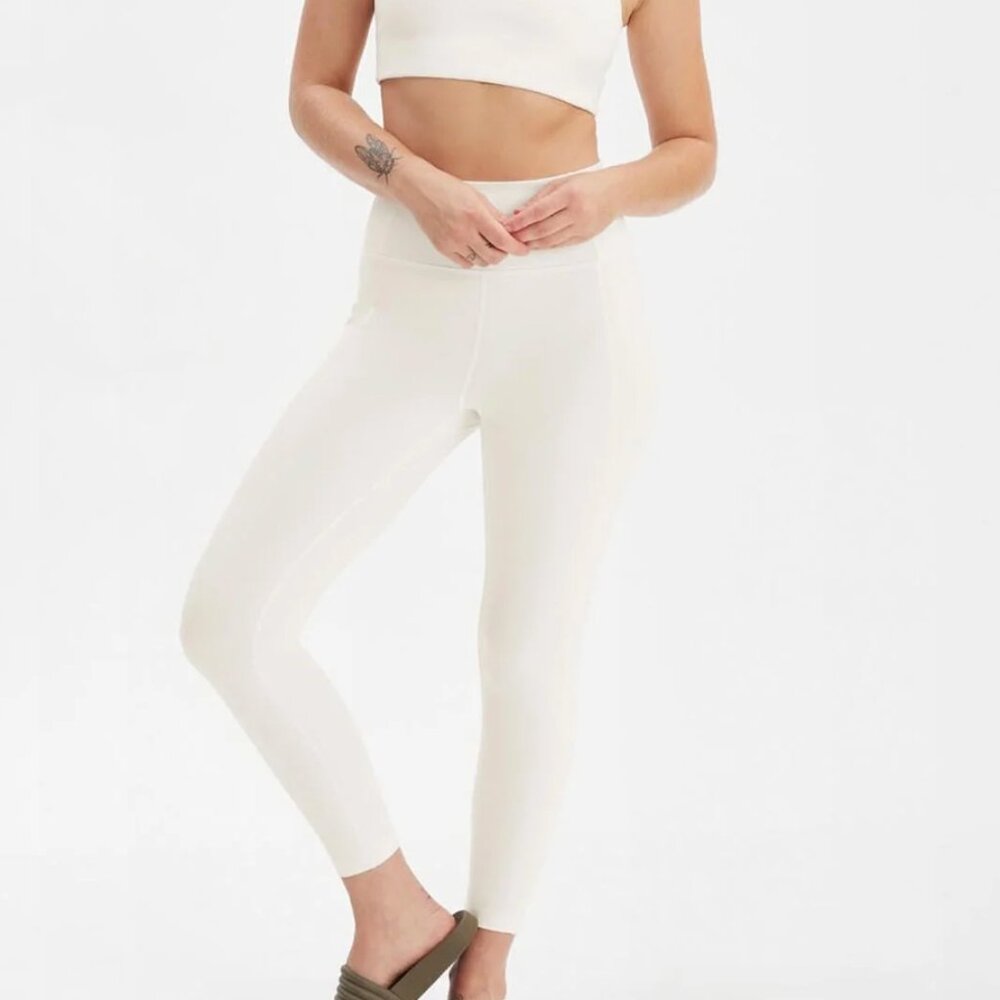 Girlfriend Collective Compressive High-Rise Legging, Ivory, Size Small